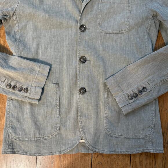 Standard James Perse Blazer SZ 2 Medium Linen Blend Three Button Army Green - Picture 6 of 12